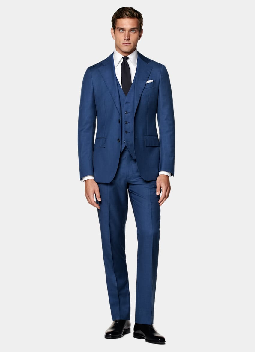 Mid Blue Three-Piece Tailored Fit Havana Suit