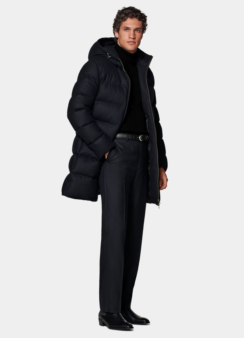 Navy Long Down Jacket