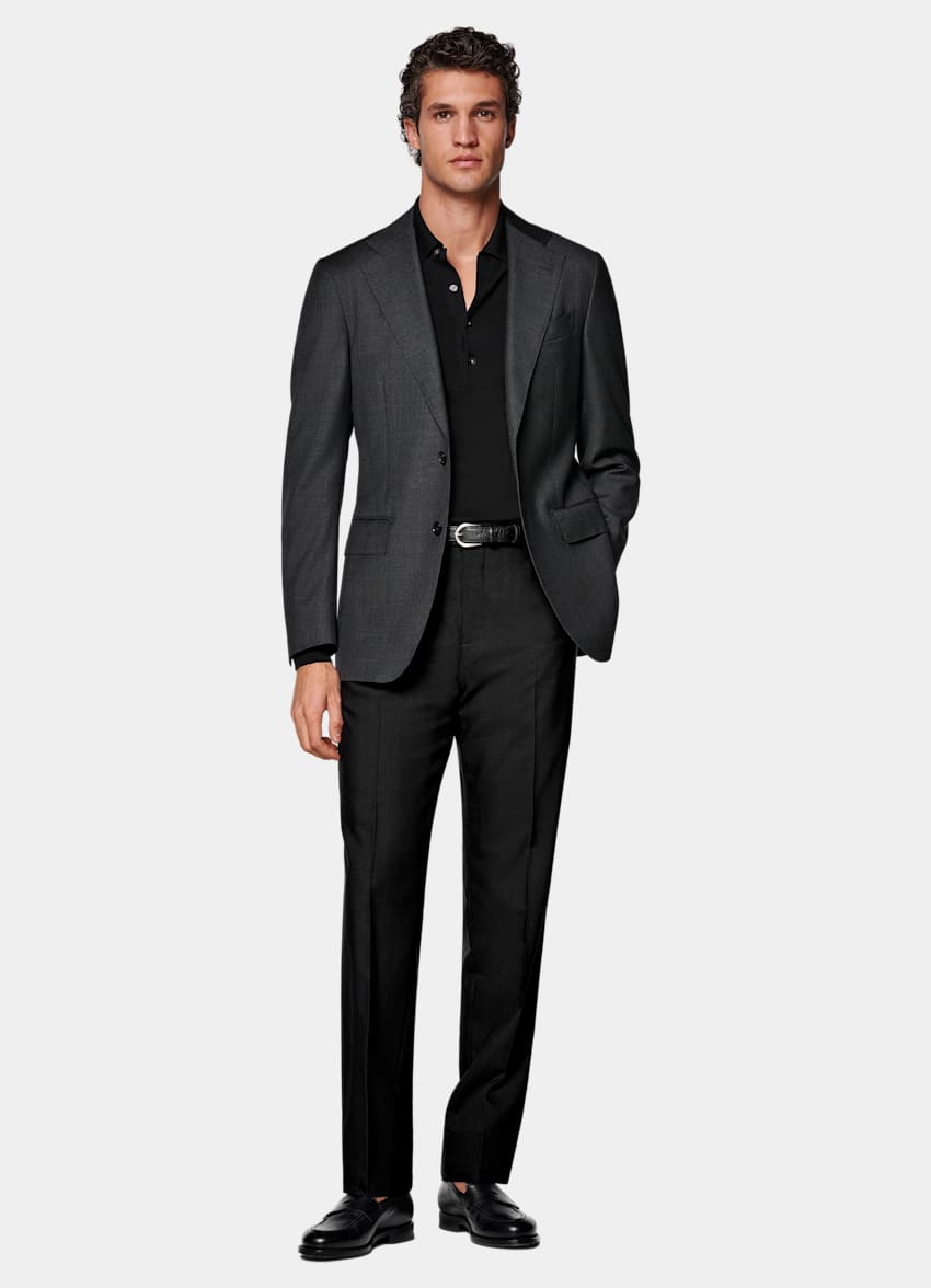 Dark Grey Tailored Fit Havana Suit Jacket