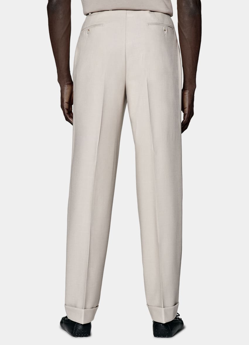 Light Taupe Wide Leg Tapered Pants