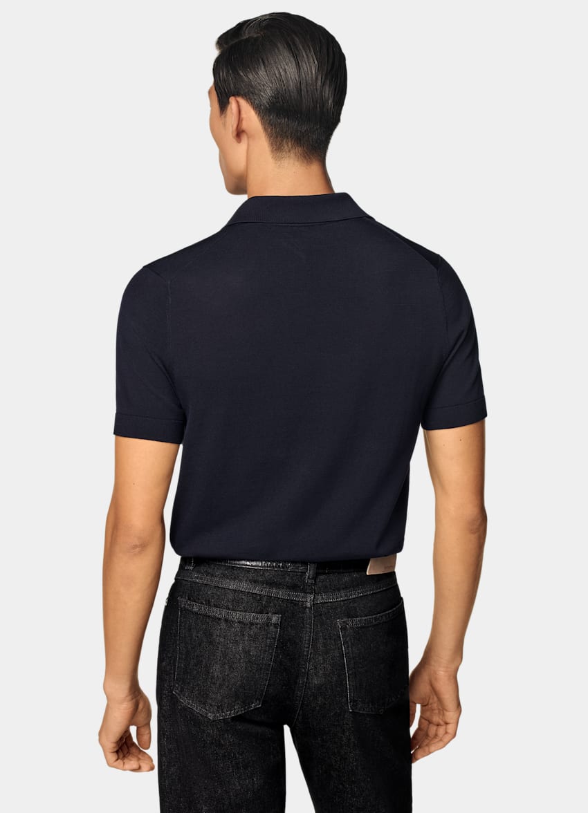Navy Buttonless Polo