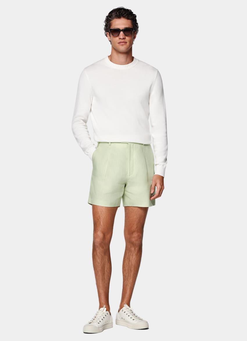 Light Green Straight Leg Shorts