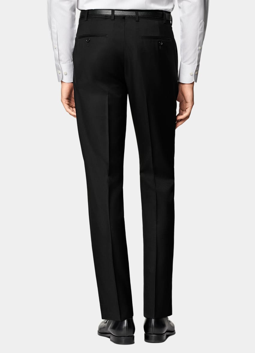 Black Slim Leg Straight Suit Pants