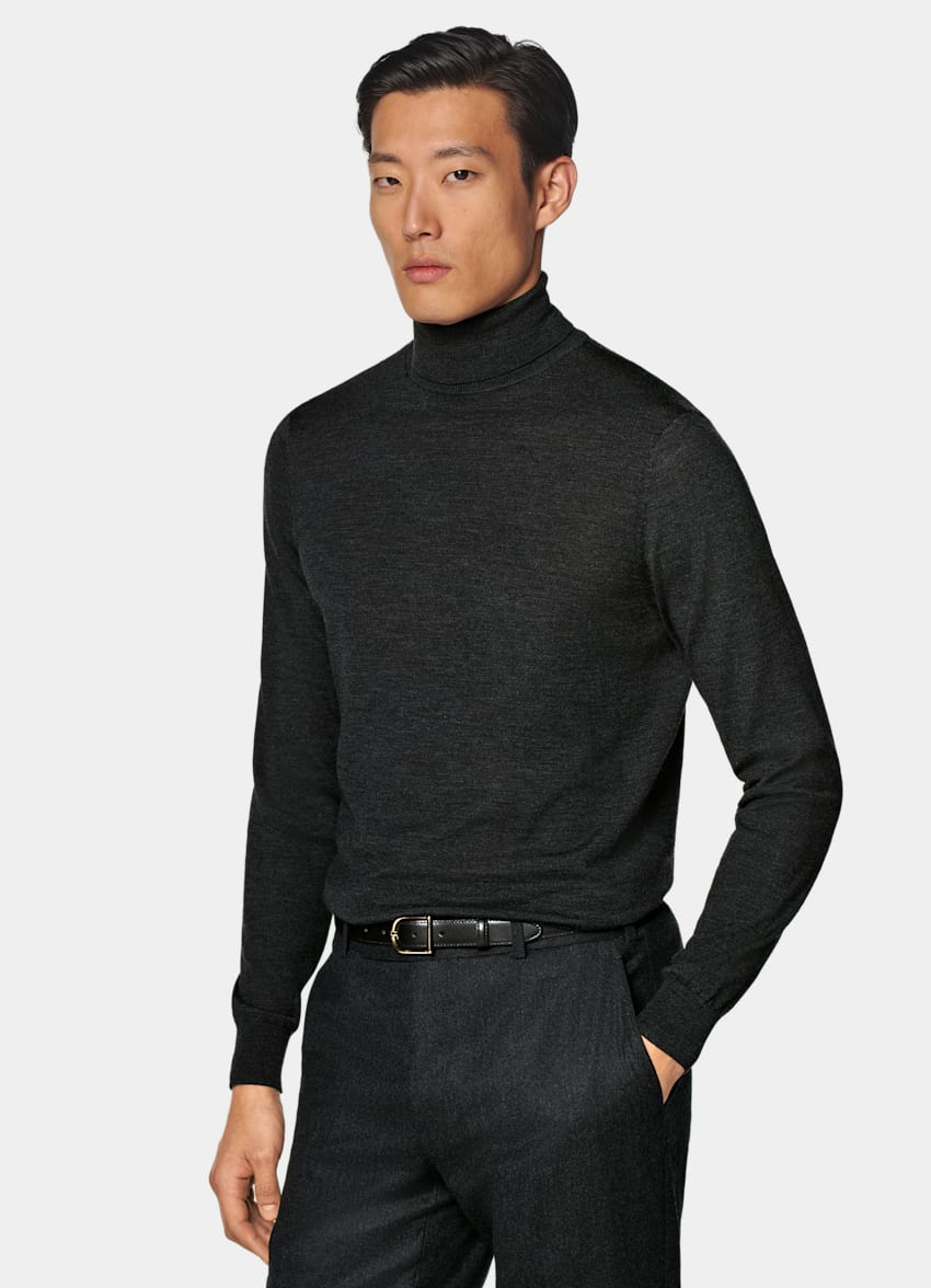 Dark Grey Merino Turtleneck