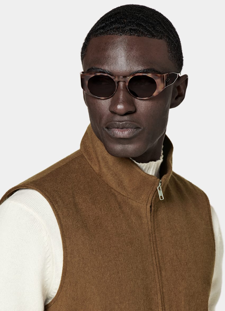 Mid Brown Zip Vest