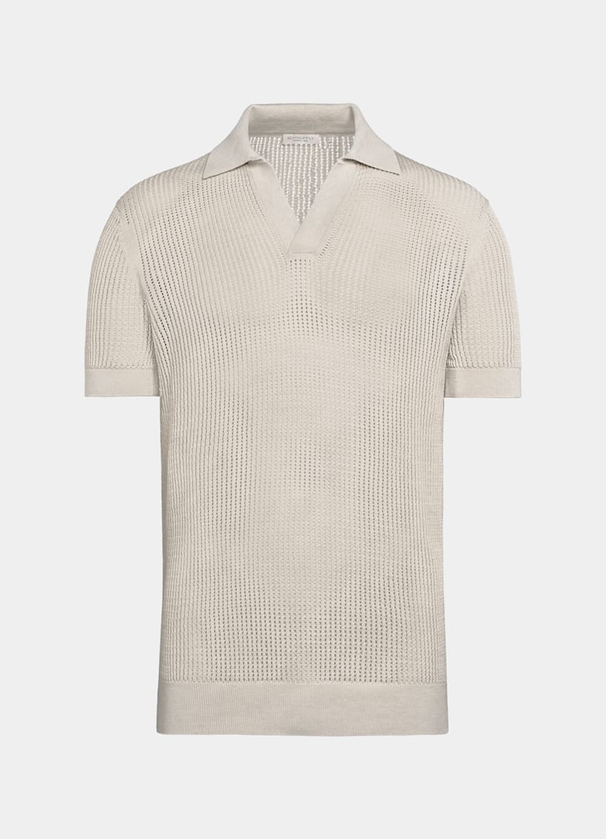 Sand Crochet Buttonless Polo