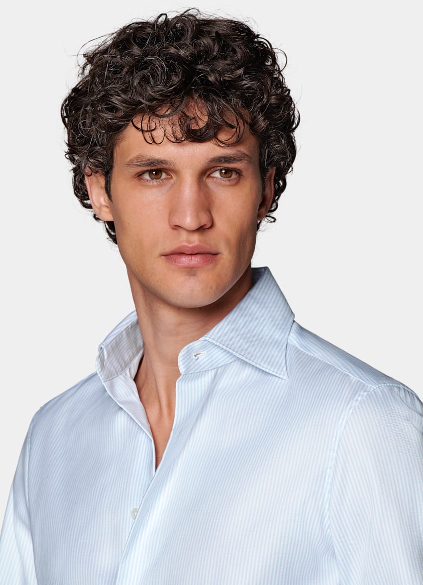 Light Blue Striped Oxford Extra Slim Fit Shirt