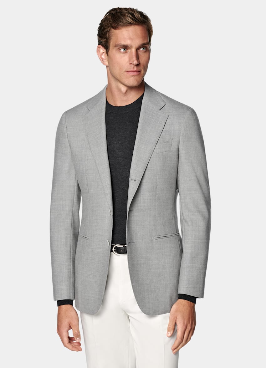 Light Grey Tailored Fit Havana Suit Jacket