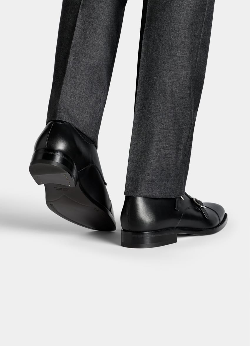 Black Double Monk Strap