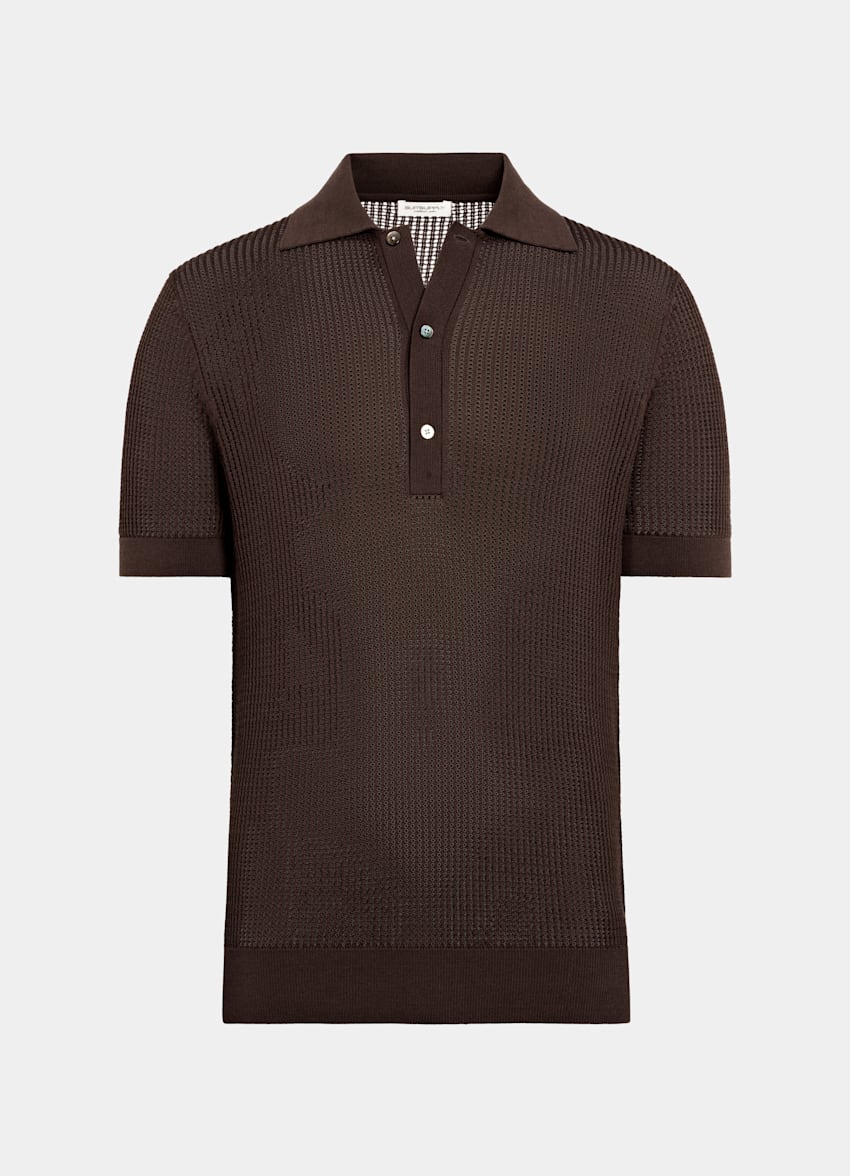 Mid Brown Crochet Polo