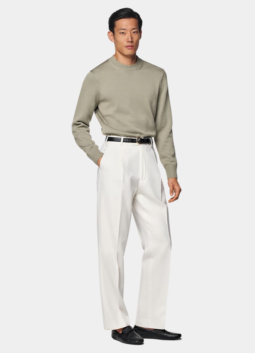 Mid Green Merino Crewneck