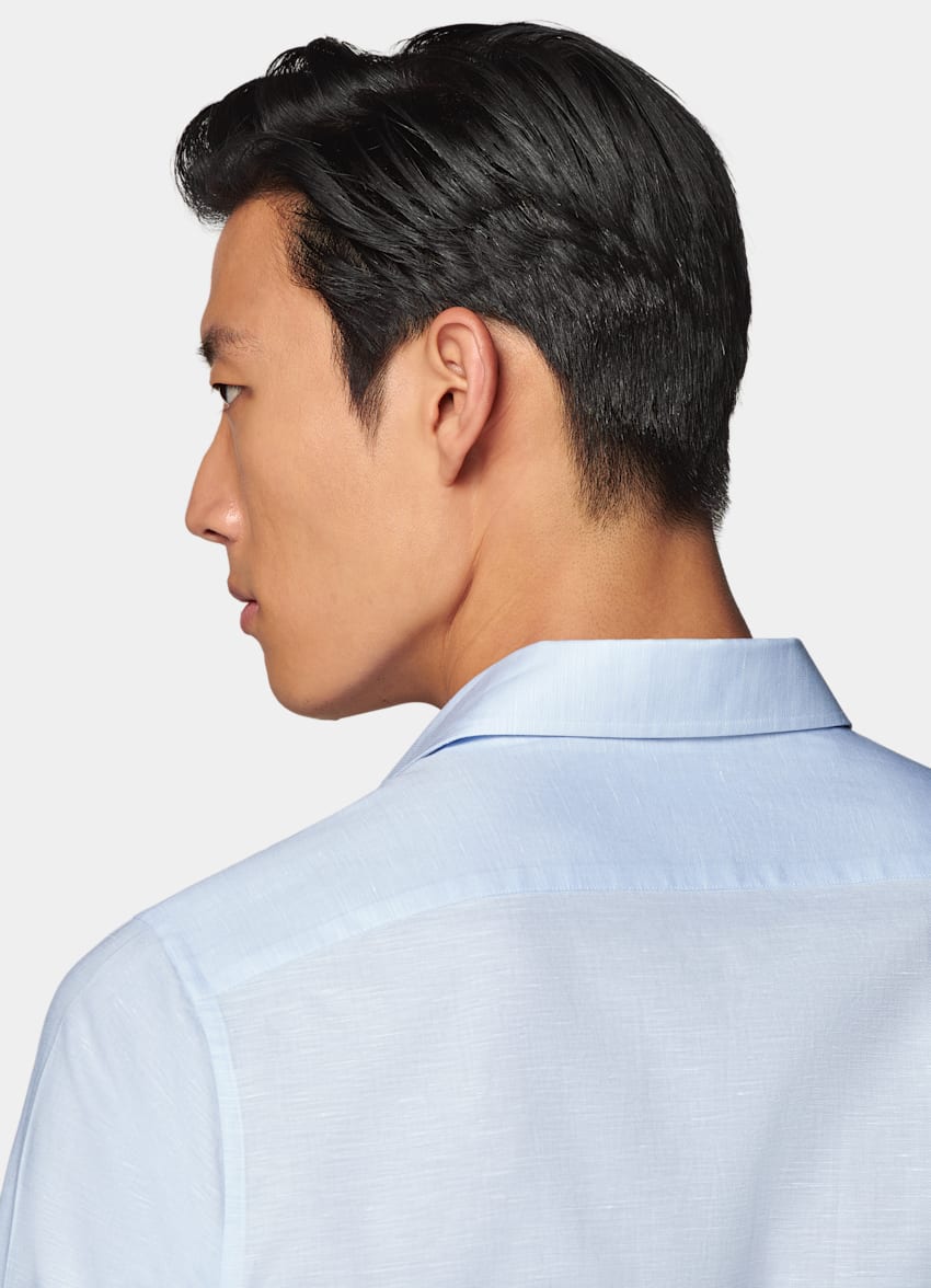 Light Blue Classic Collar One Piece Slim Fit Shirt