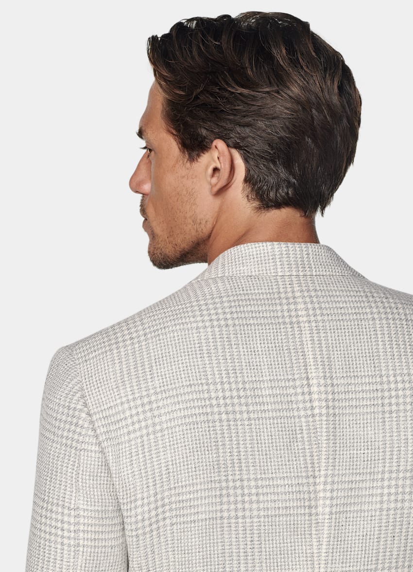 Light Grey Checked Relaxed Fit Roma Blazer