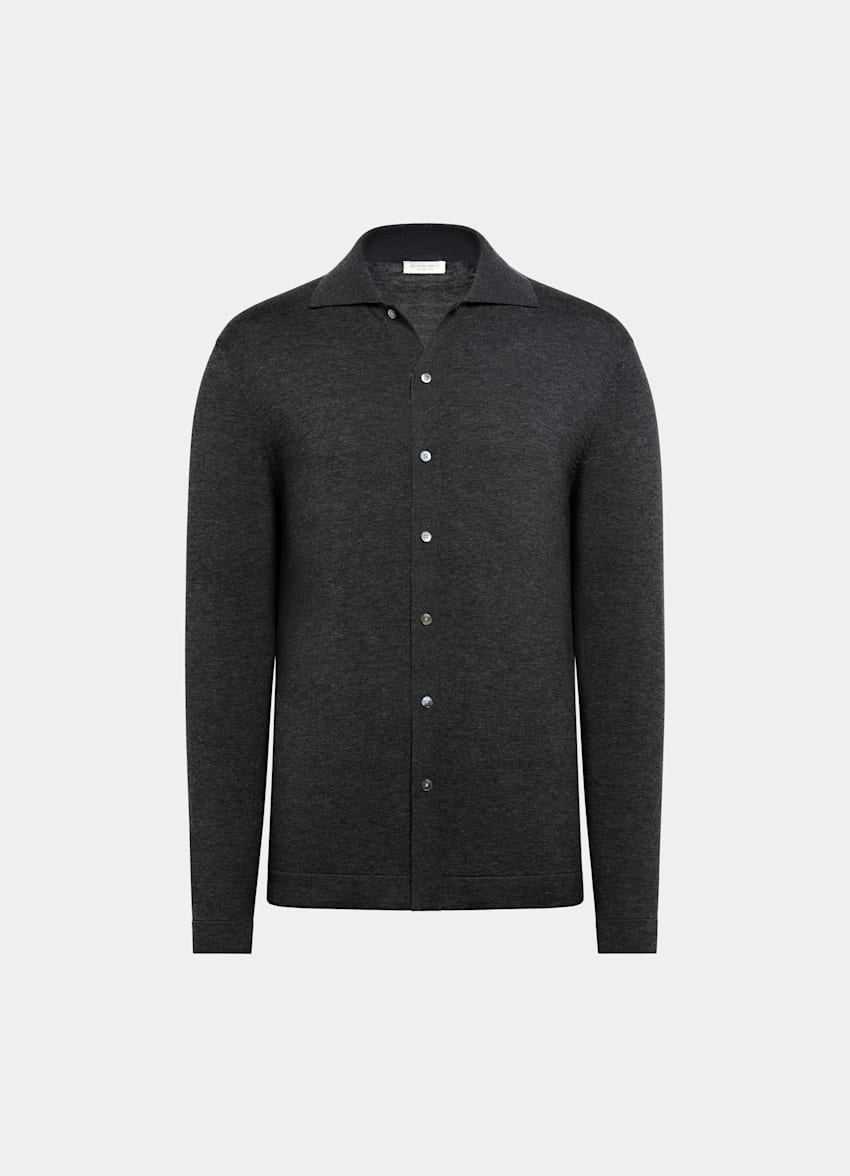 Black Long Sleeve Polo Cardigan