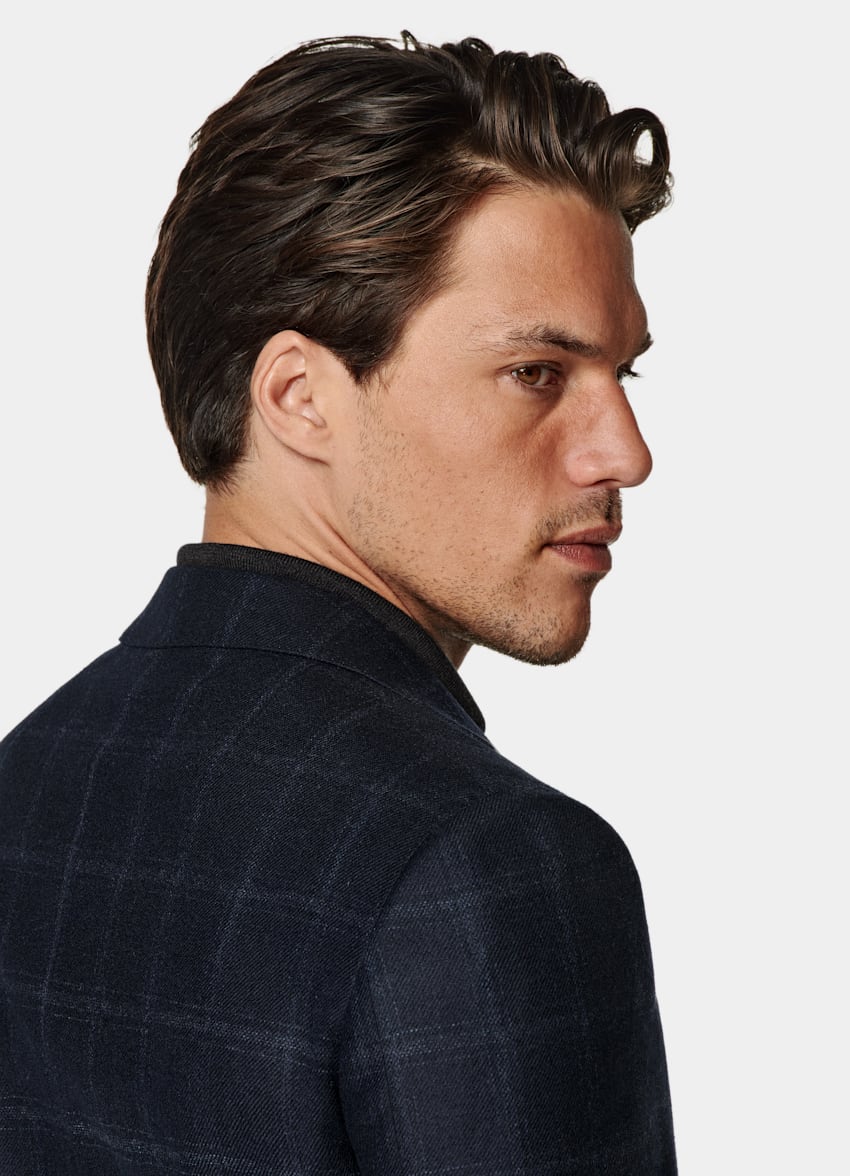 Navy Checked Tailored Fit Havana Blazer