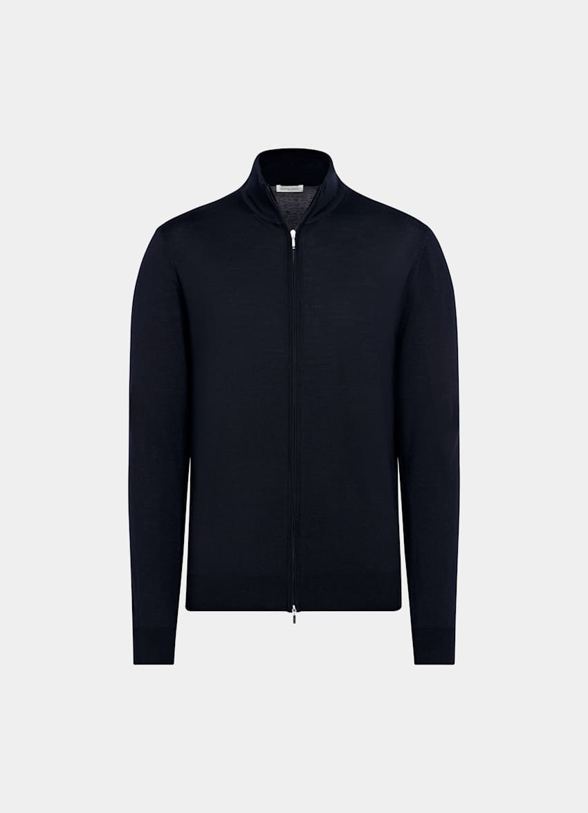 Black Merino Zip Cardigan