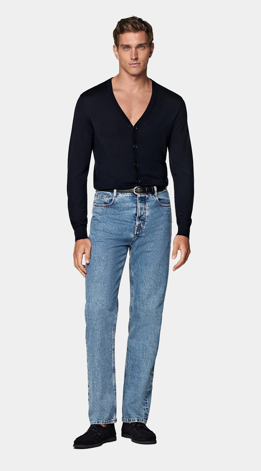 Navy V-Neck Cardigan