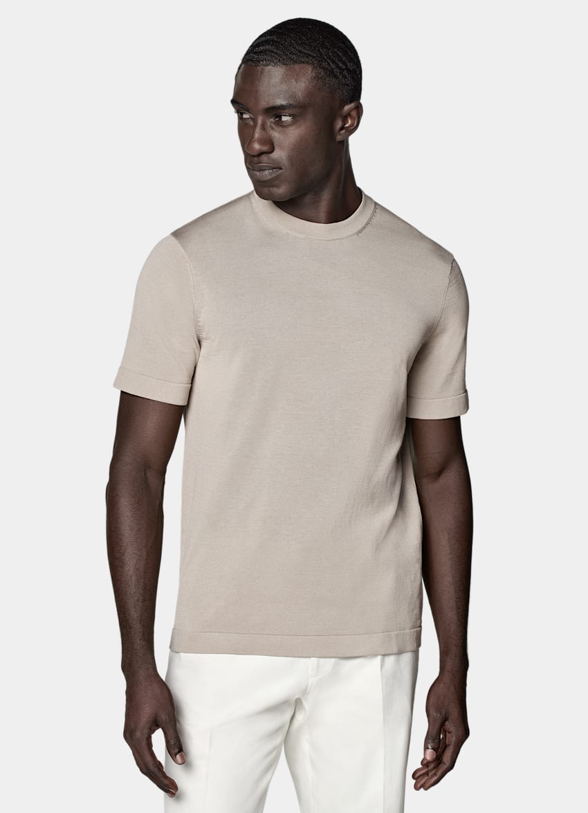 Light Taupe Short Sleeve Crewneck