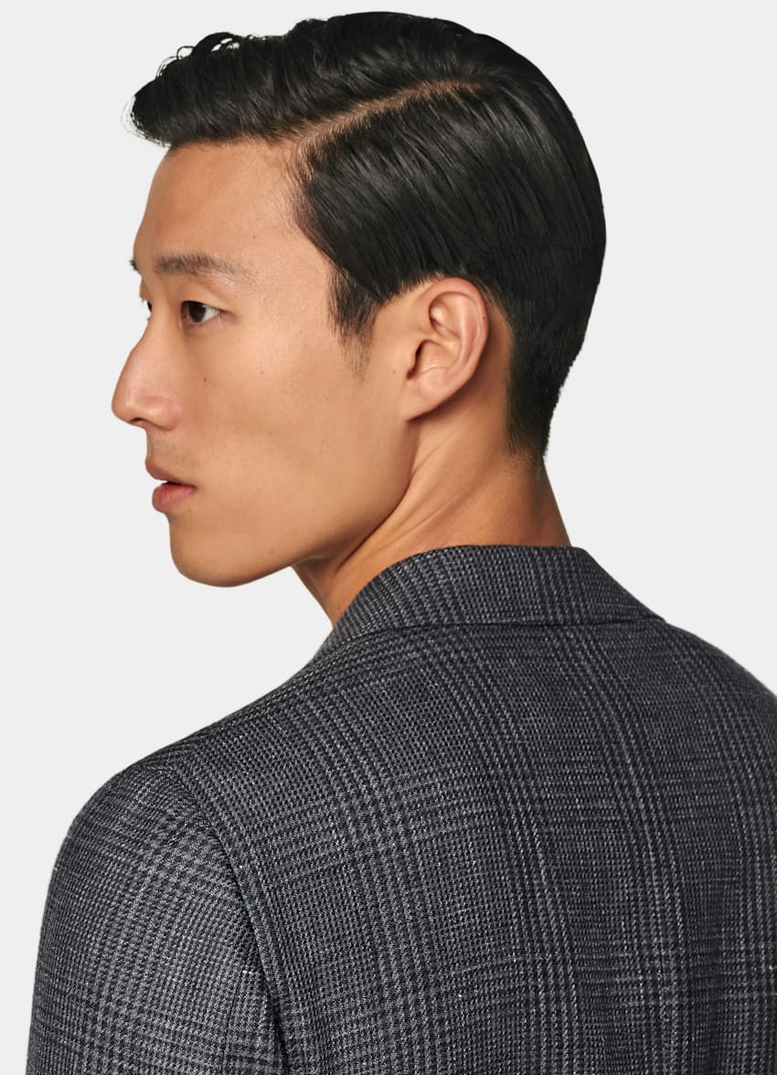 Dark Grey Checked Tailored Fit Havana Blazer