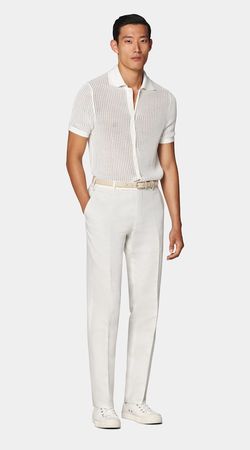Off-White Crochet Polo Cardigan
