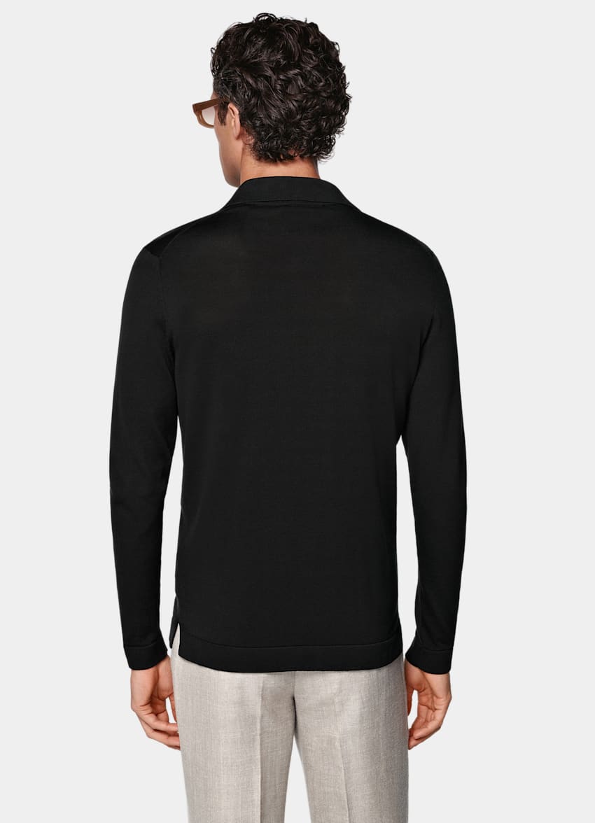 Black Long Sleeve Polo Cardigan