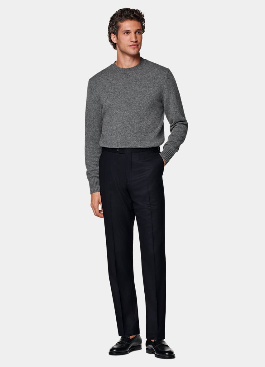 Navy Slim Leg Straight Pants