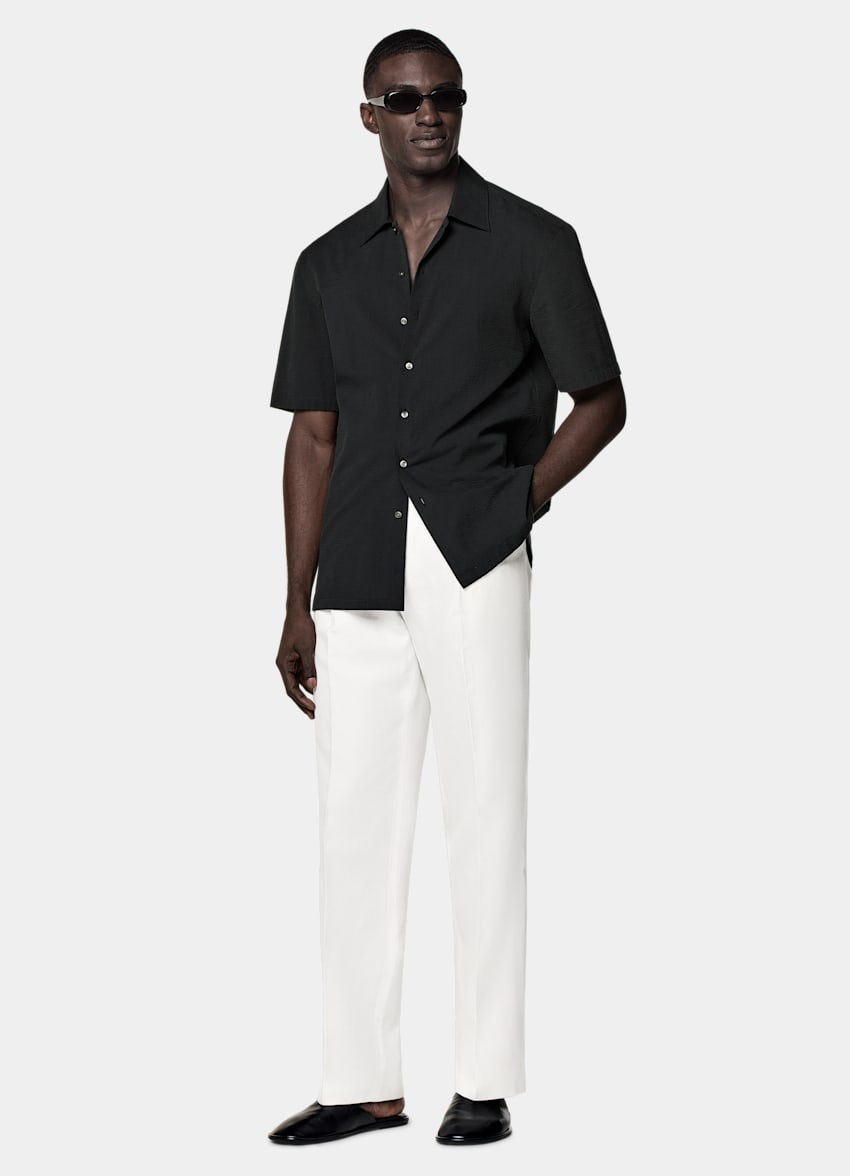 Black Tailored Fit Short Sleeve Shirt