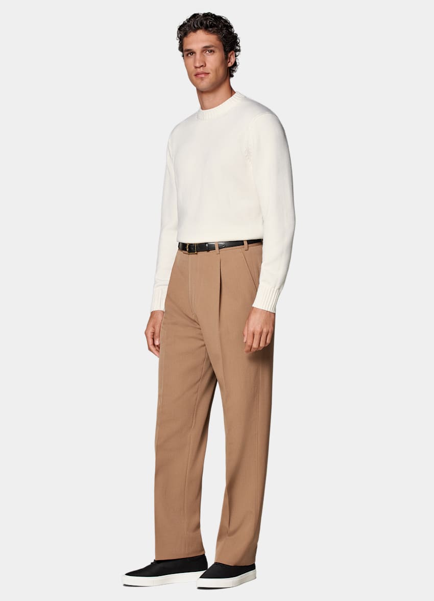 Mid Brown Wide Leg Straight Pants