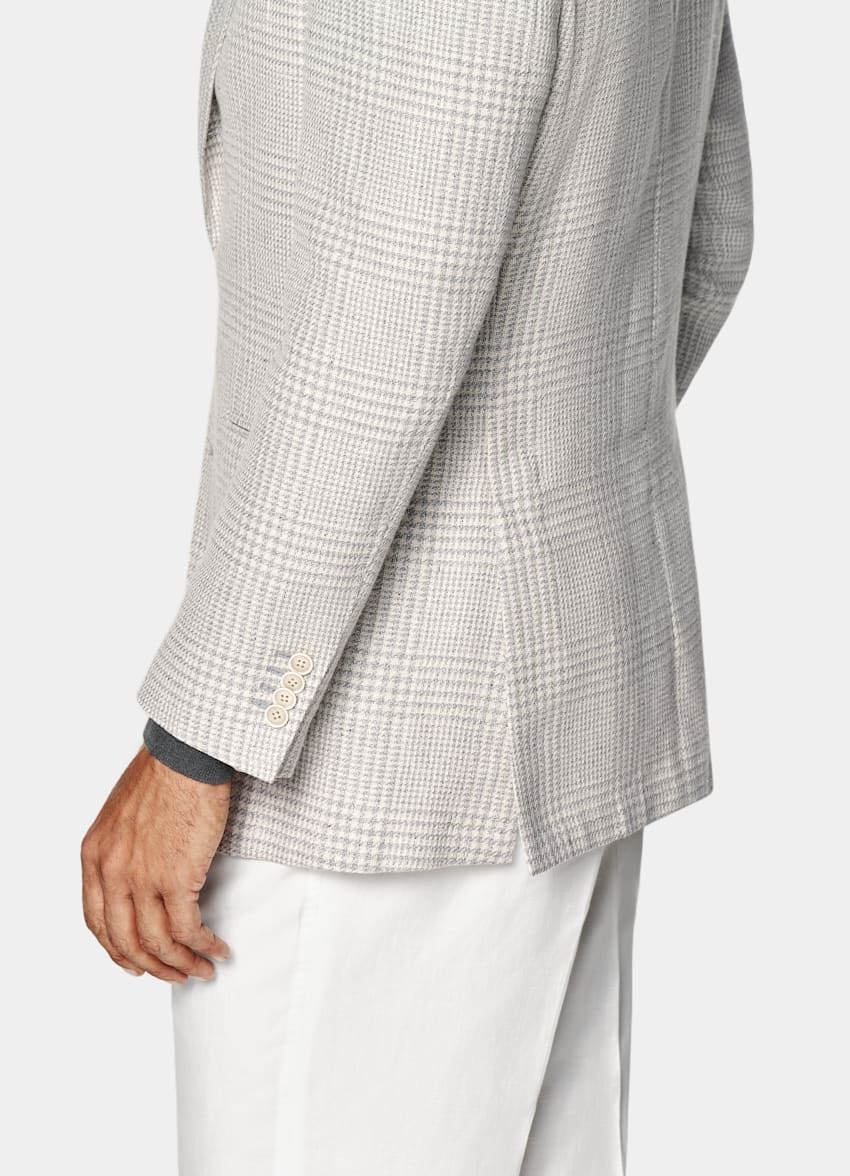 Light Grey Checked Relaxed Fit Roma Blazer