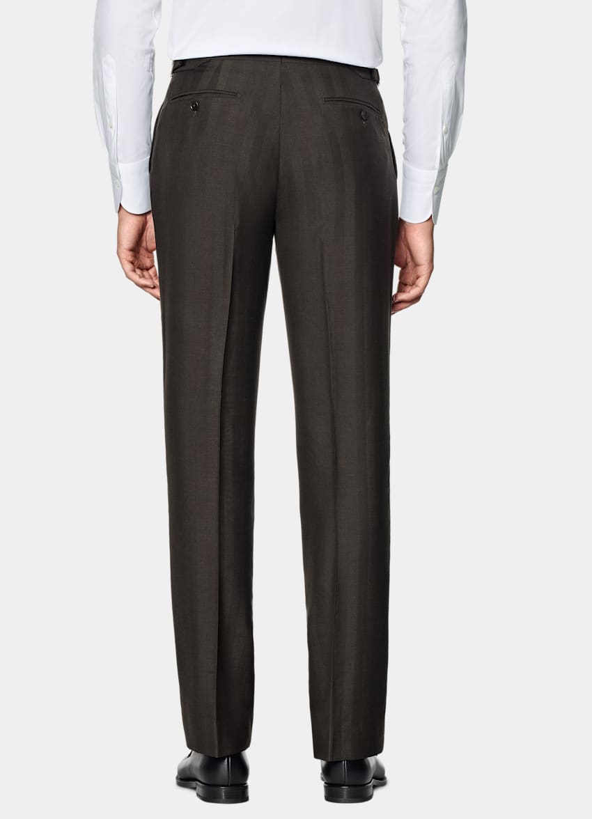 Dark Brown Herringbone Tailored Fit Milano Suit