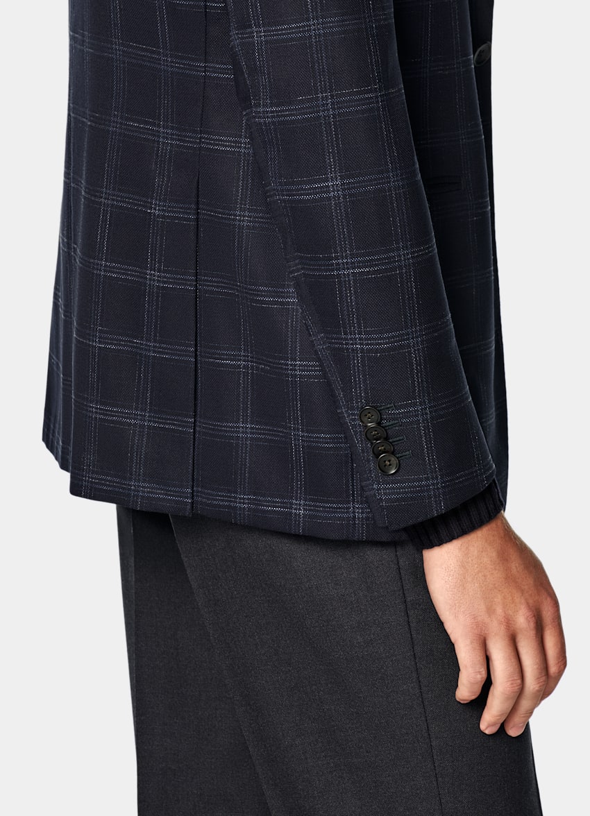 Navy Checked Tailored Fit Havana Blazer