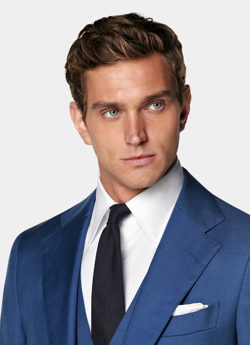 Mid Blue Three-Piece Tailored Fit Havana Suit