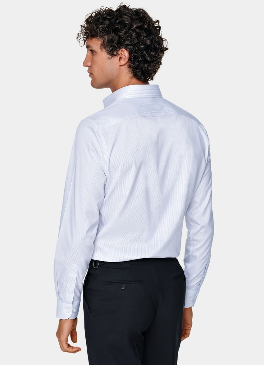 White Striped Twill Slim Fit Shirt