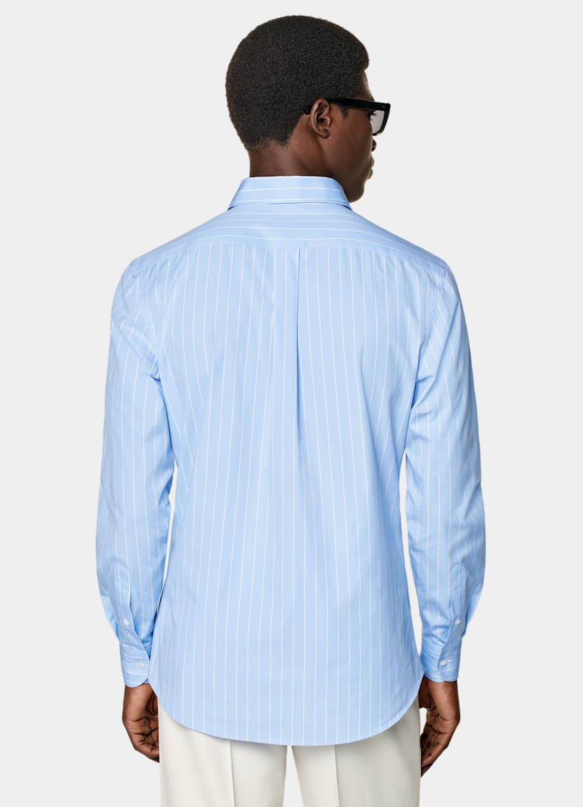 Light Blue Striped Tailored Fit Shirt