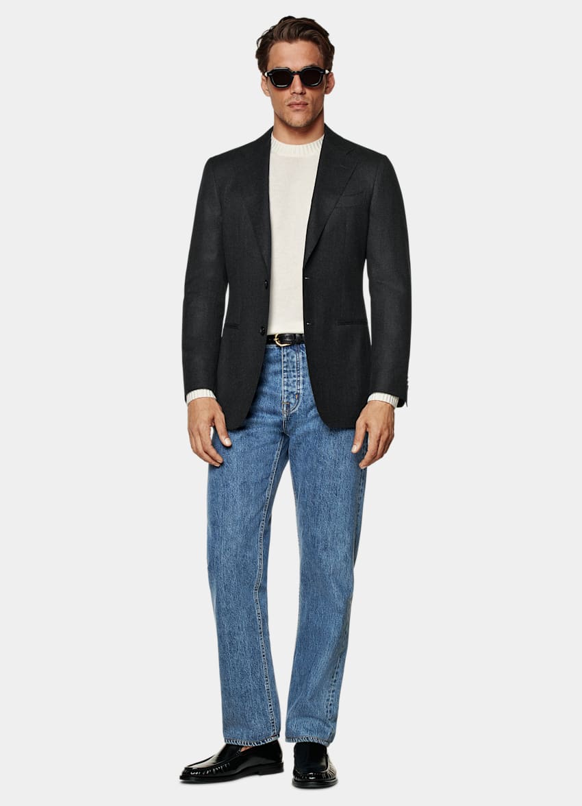Dark Grey Tailored Fit Havana Suit Jacket