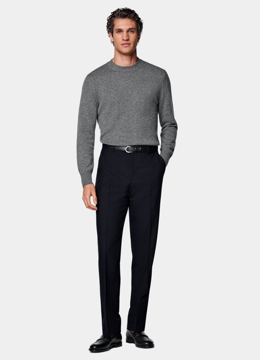 Navy Straight Leg Suit Trousers