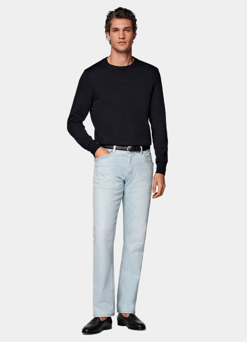 Light Blue Slim Leg Tapered Jeans