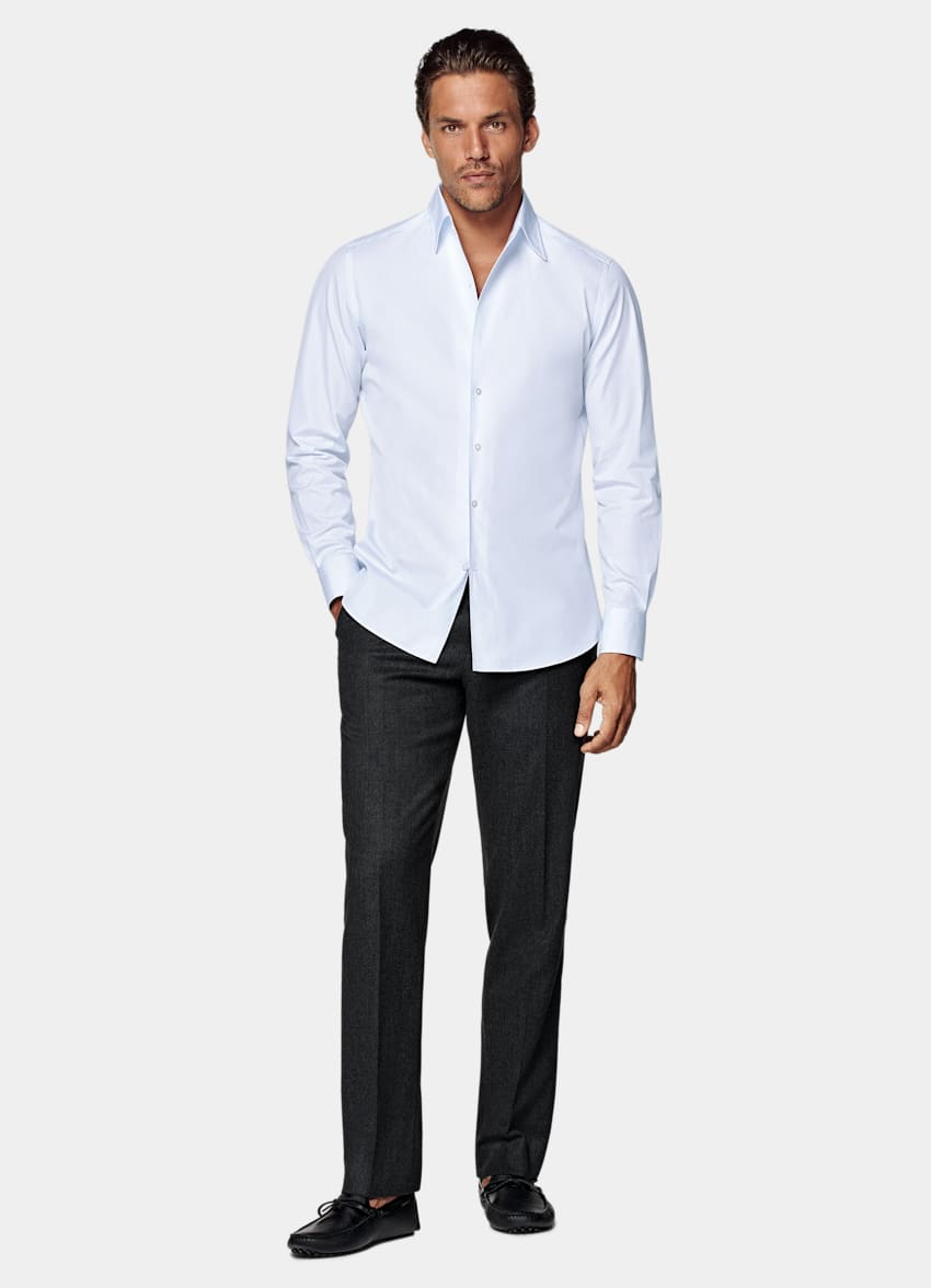 Light Blue Classic Collar One Piece Tailored Fit Shirt