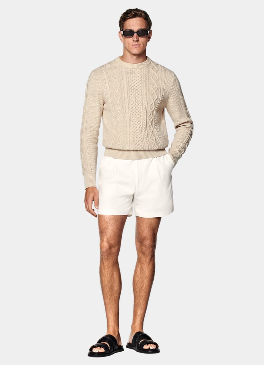 Light Brown Cable Crewneck