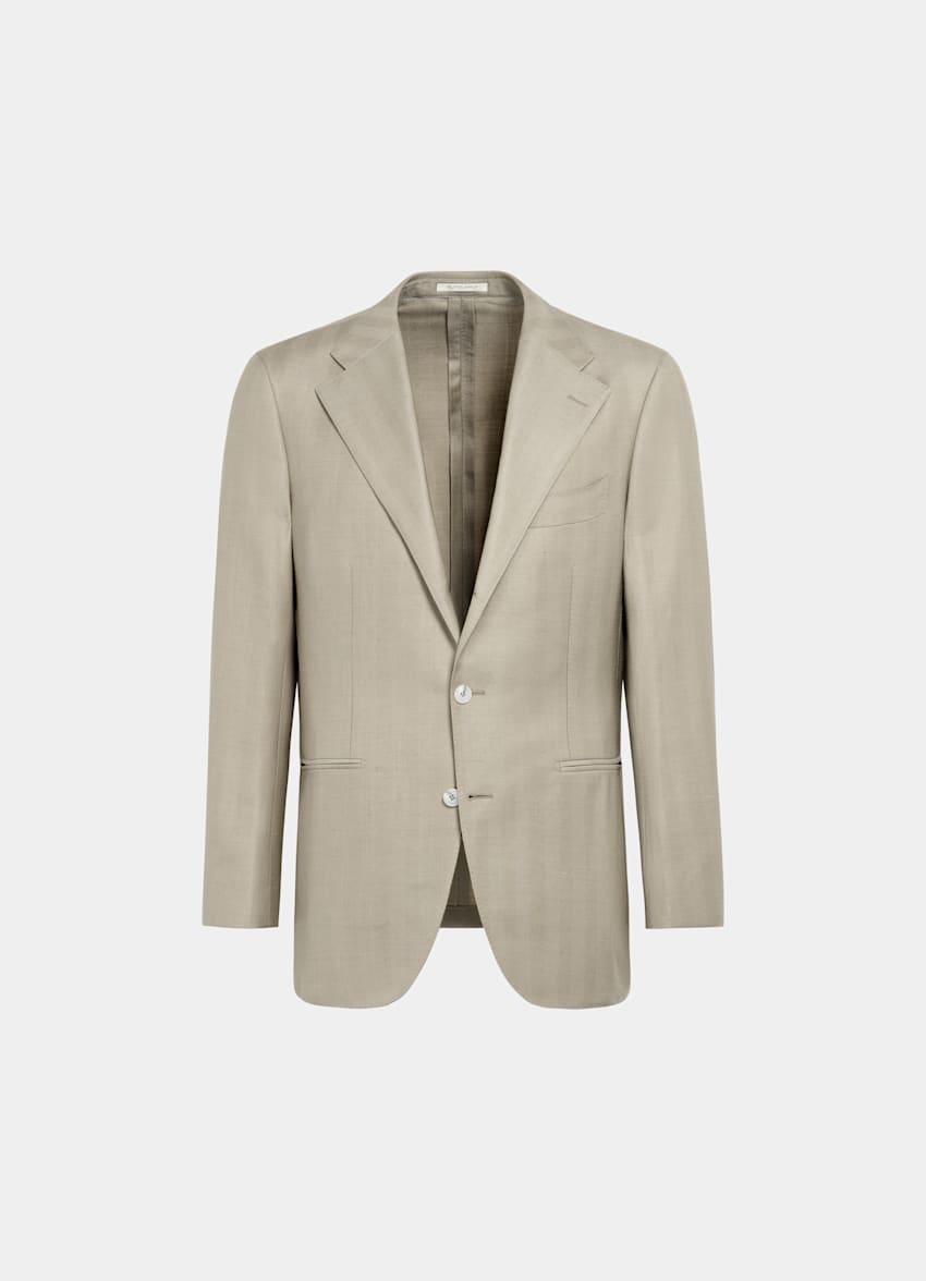 Light Green Herringbone Relaxed Fit Roma Blazer