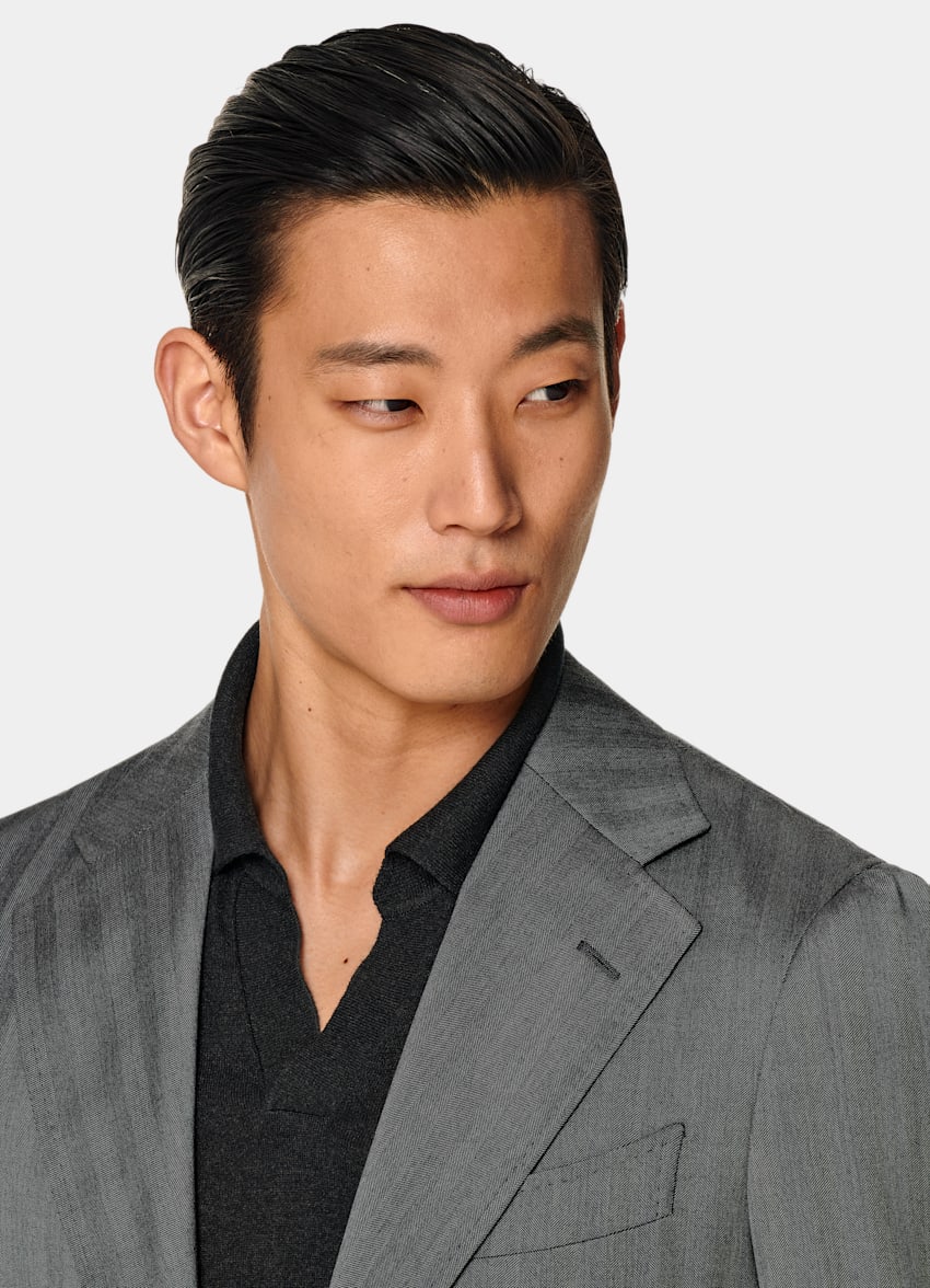 Mid Grey Herringbone Perennial Tailored Fit Havana Suit