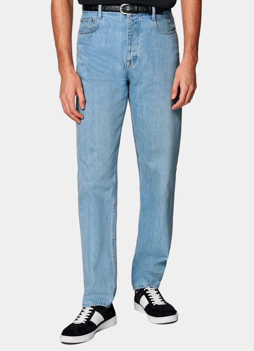 Light Blue Straight Leg Jeans
