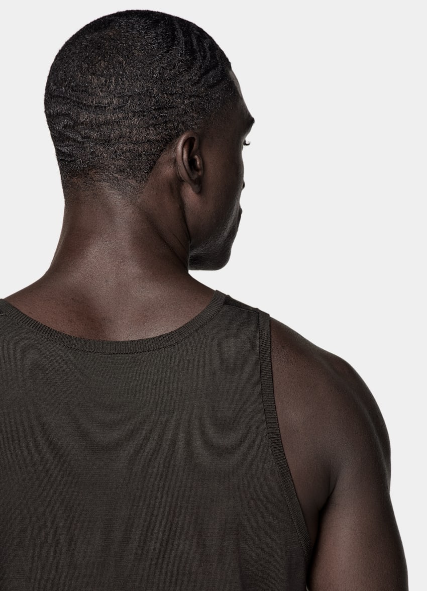 Dark Brown Knitted Tank Top