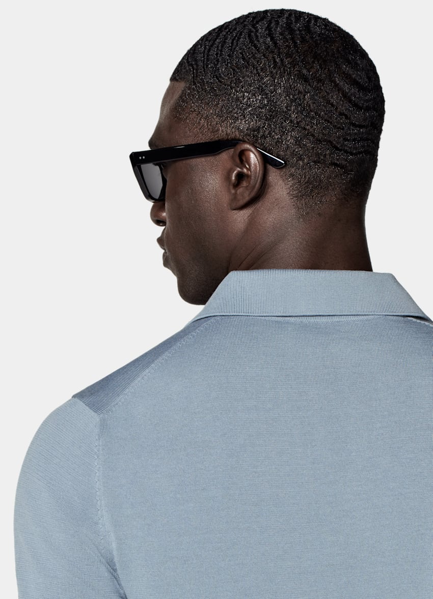 Light Blue Buttonless Polo