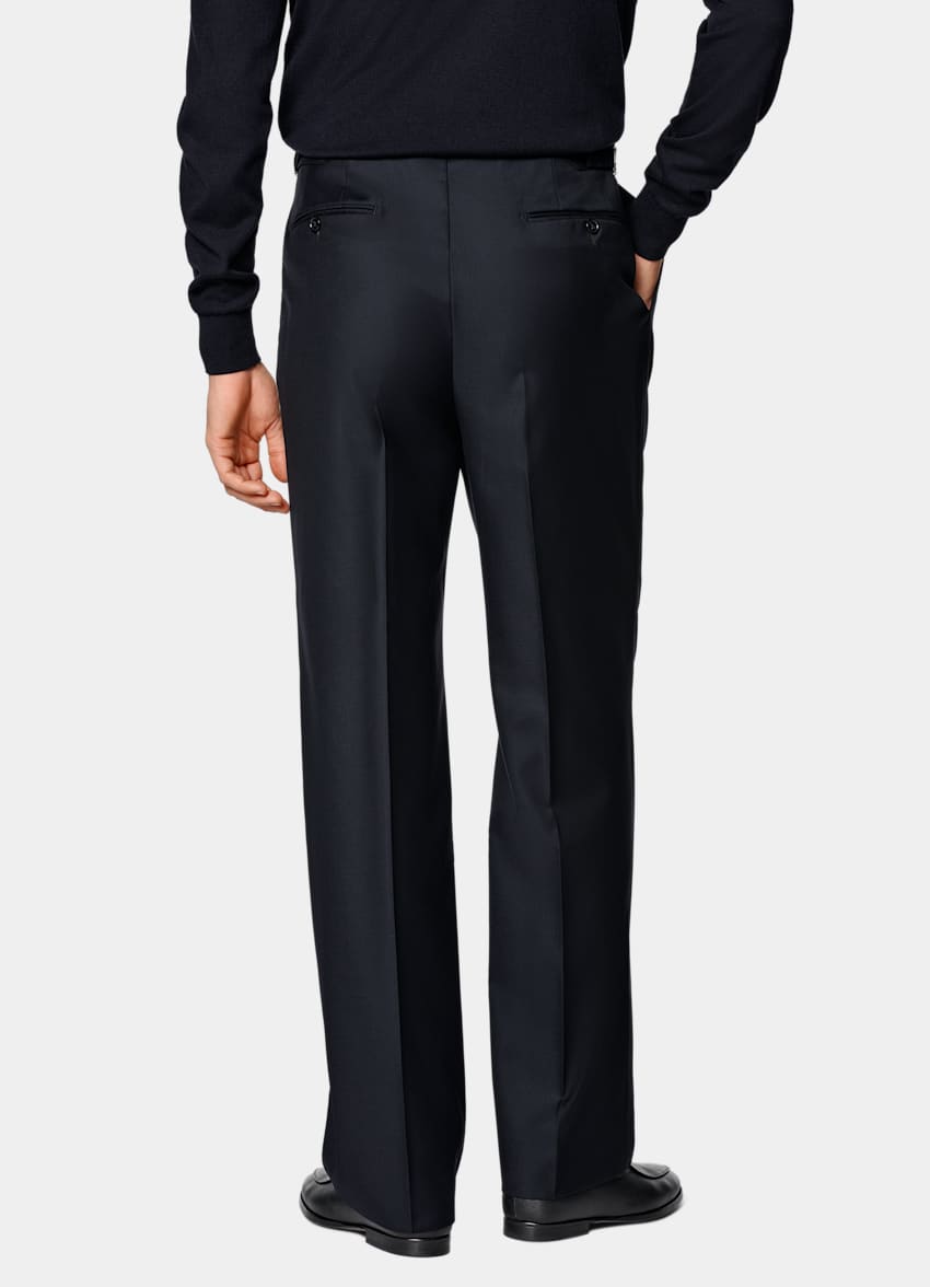 Navy Wide Leg Straight Pants