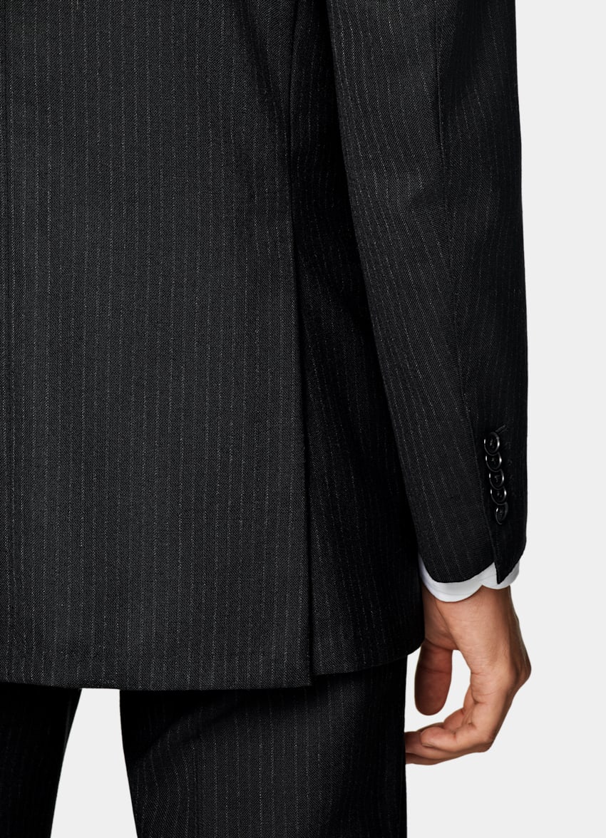 Black Striped Tailored Fit Milano Suit