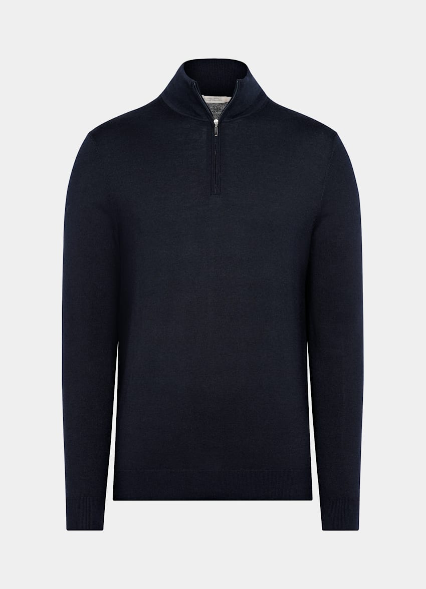 Navy Merino Half Zip