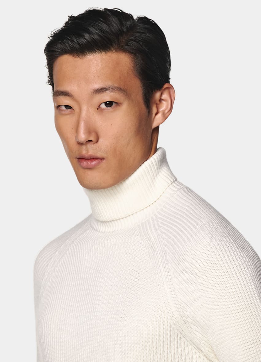 Off-White Merino Ribbed Turtleneck