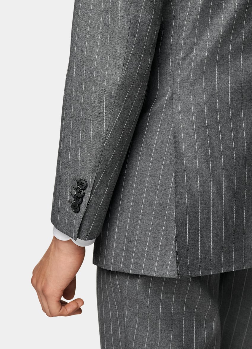 Mid Grey Striped Custom Made Suit