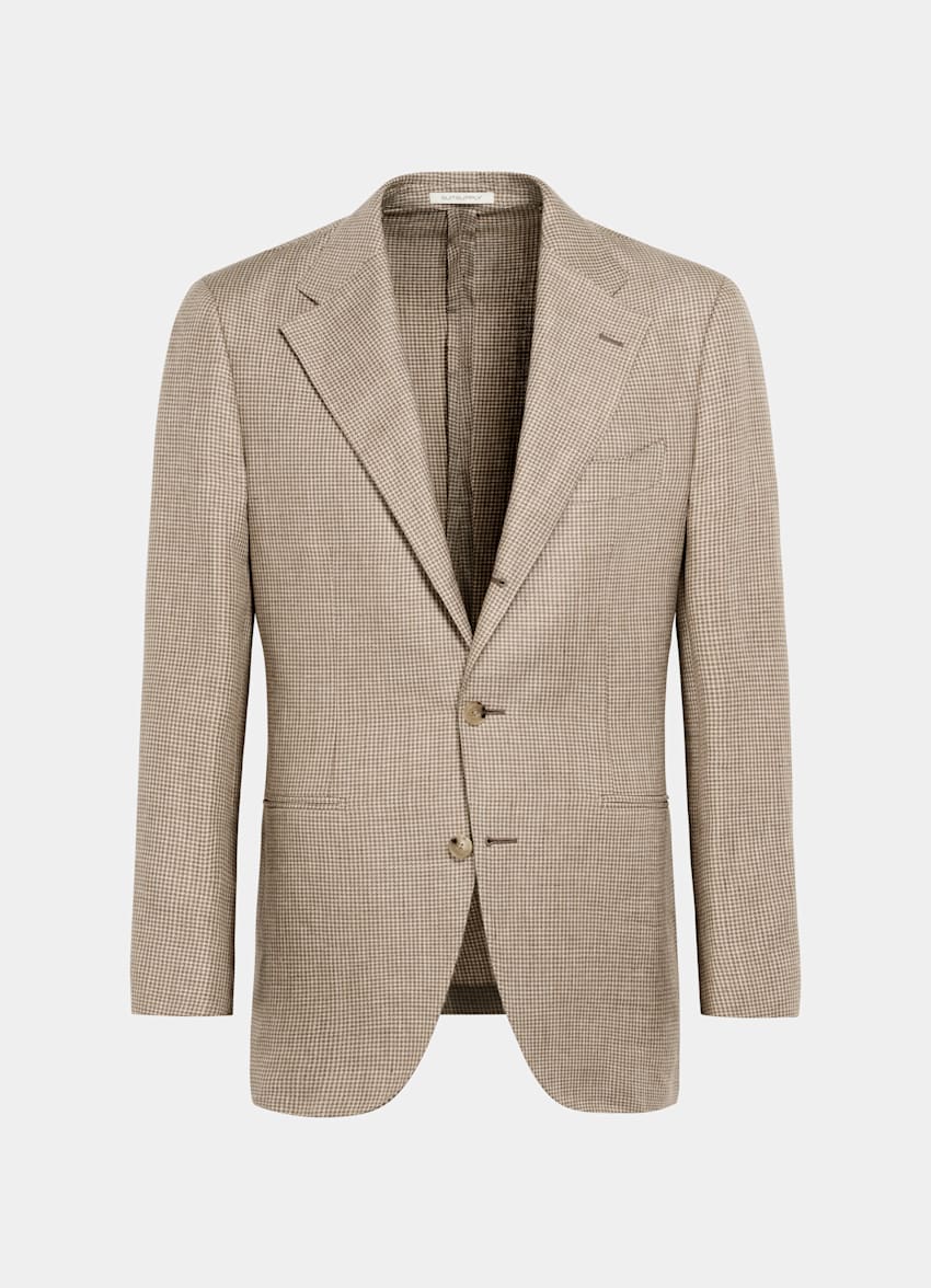 Mid Brown Houndstooth Relaxed Fit Roma Blazer
